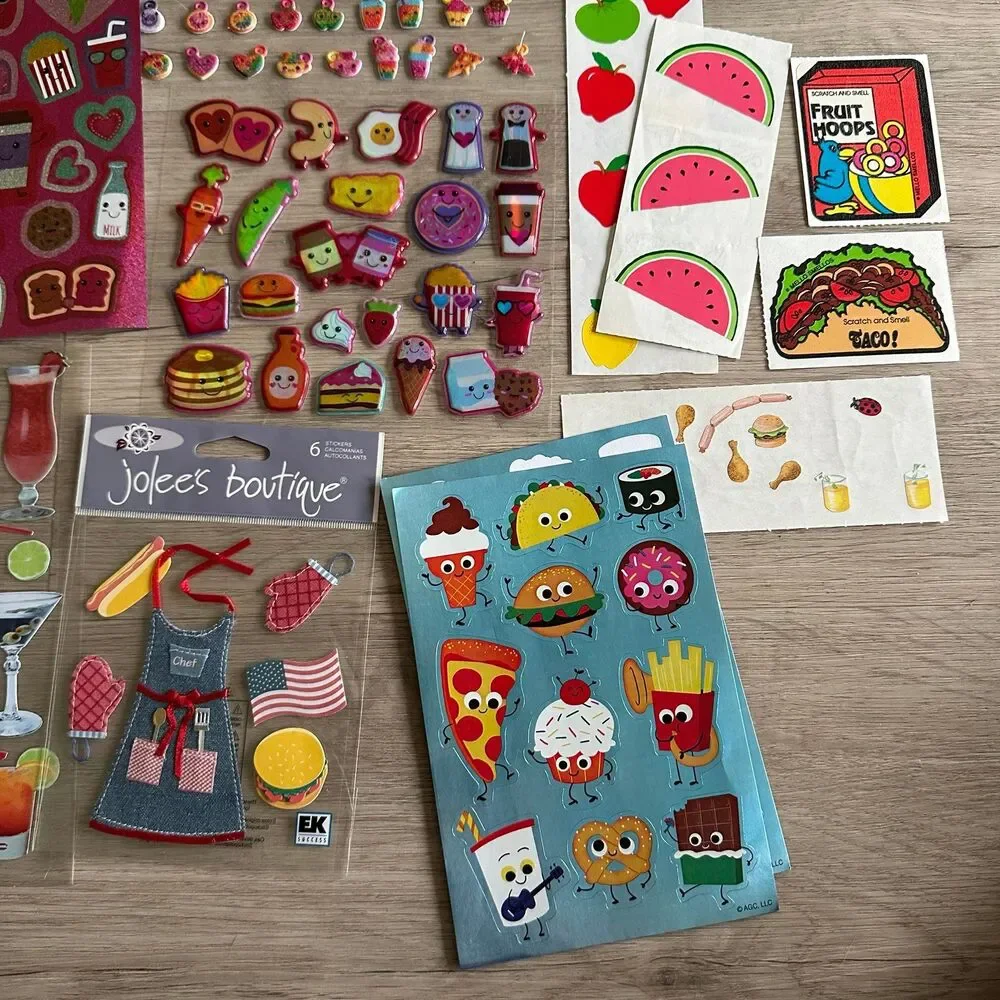 Food Theme Stickers & Lenticular Bookmark for Scrapbook Crafts Collection